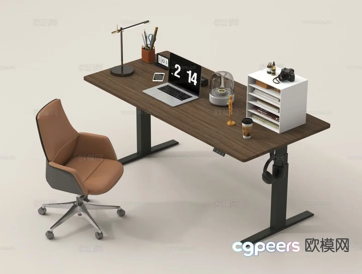 Modern desk writing desk computer desk 3d model
