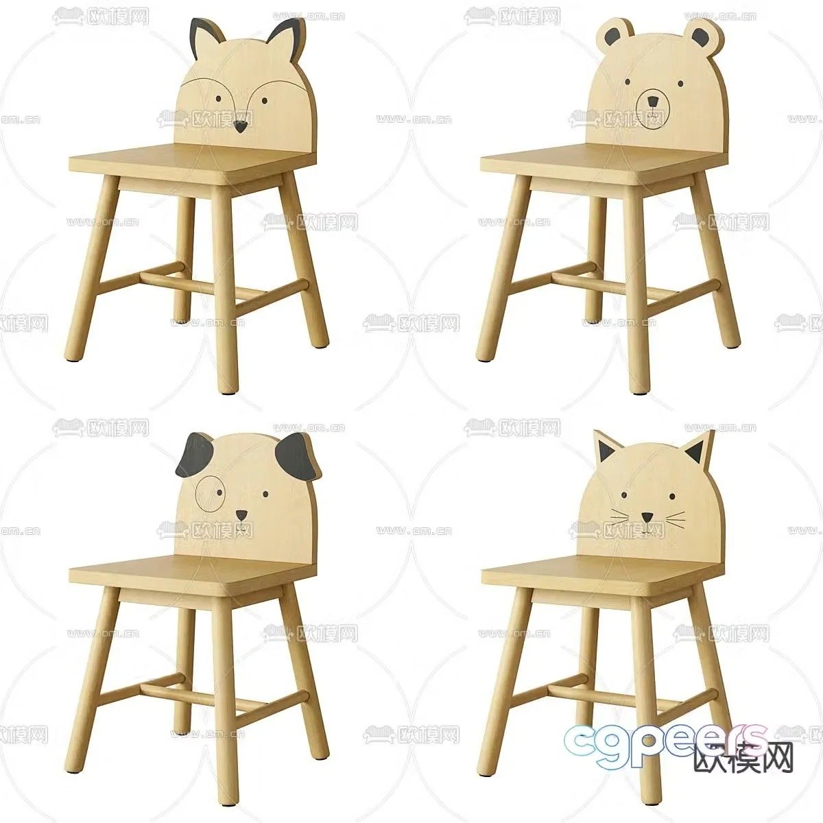 Cartoon animal chair children’s chair 3d model