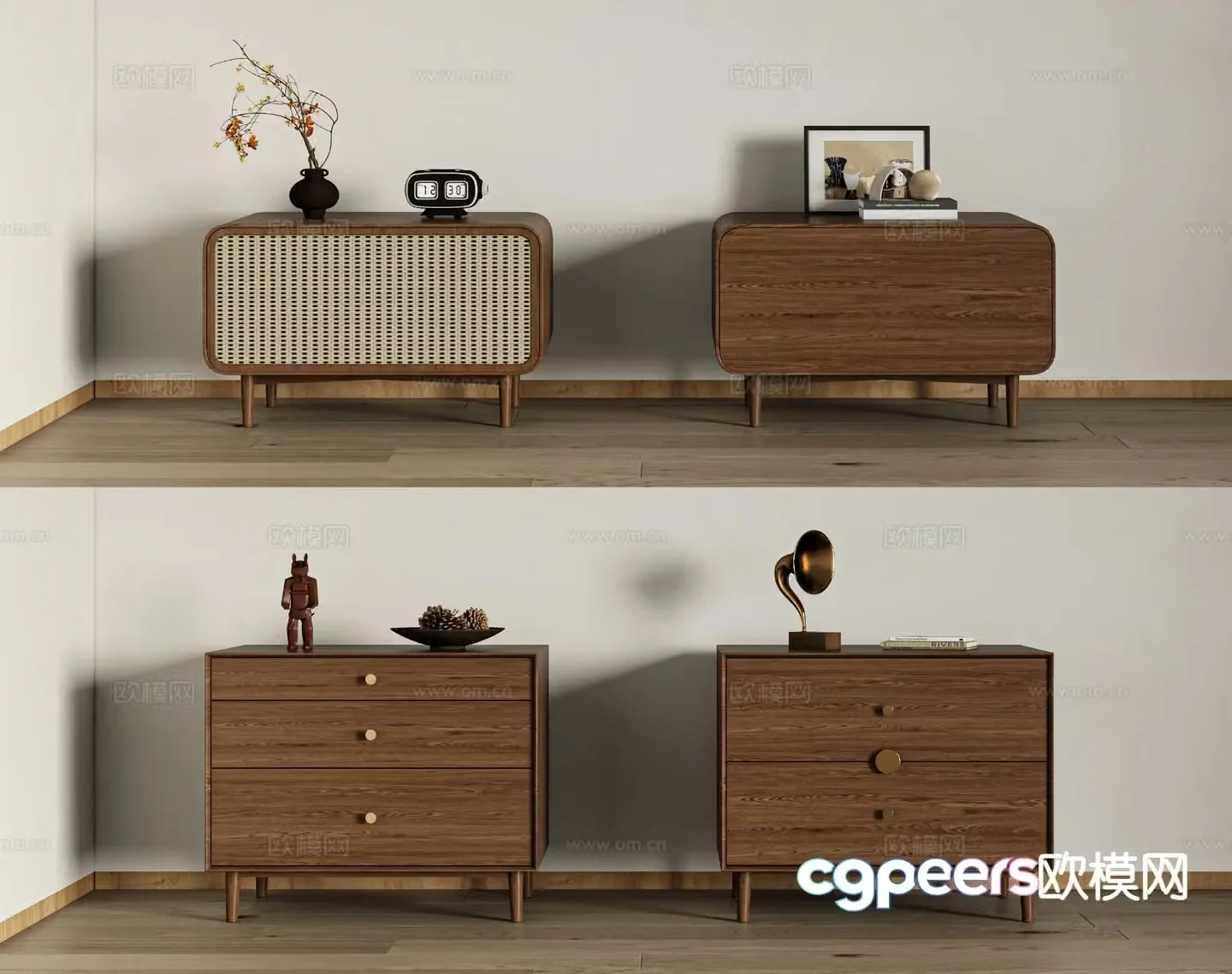 Wabi-sabi style bedside table 3d model