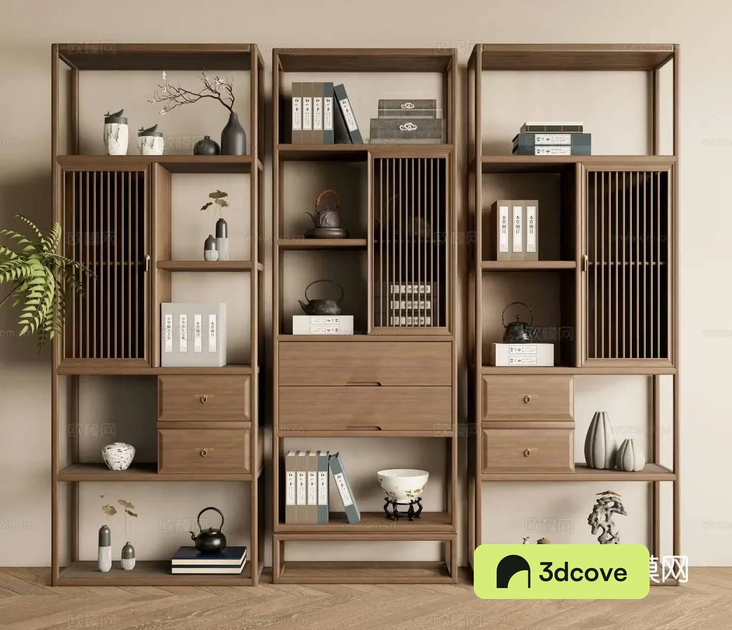 New Chinese style Zen book shelf