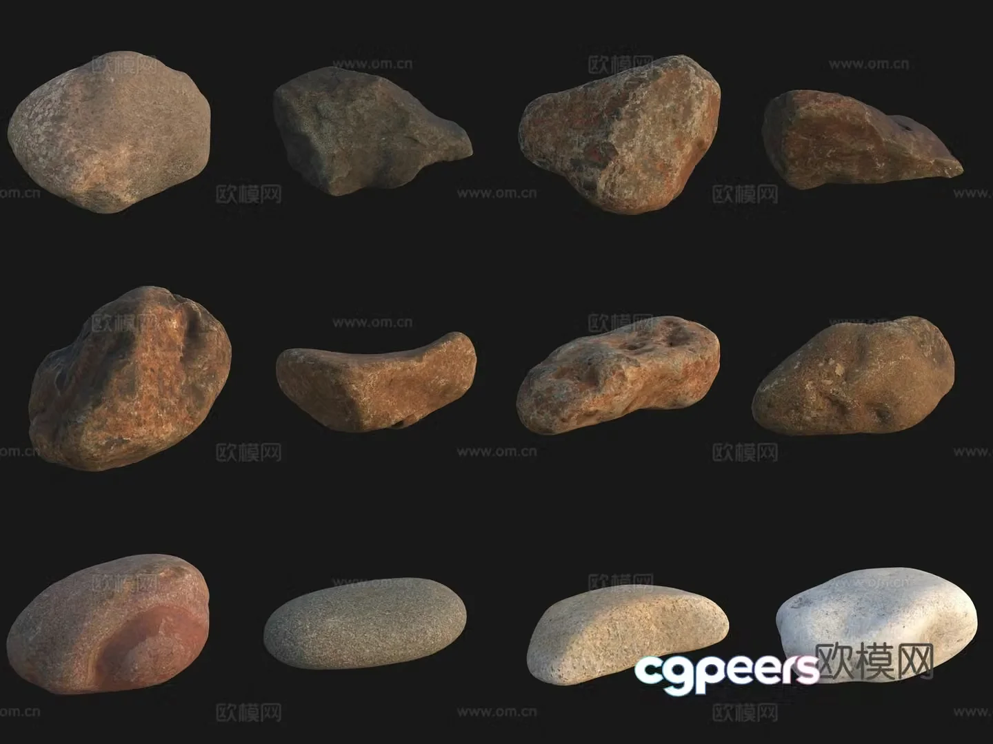 Rock big stone big stone pebbles 3d model