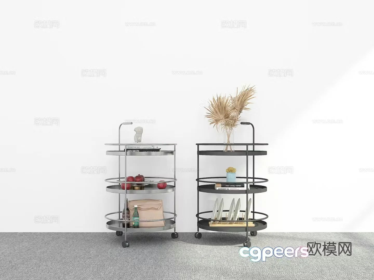 Mobile trolley corner table side table round table 3D model
