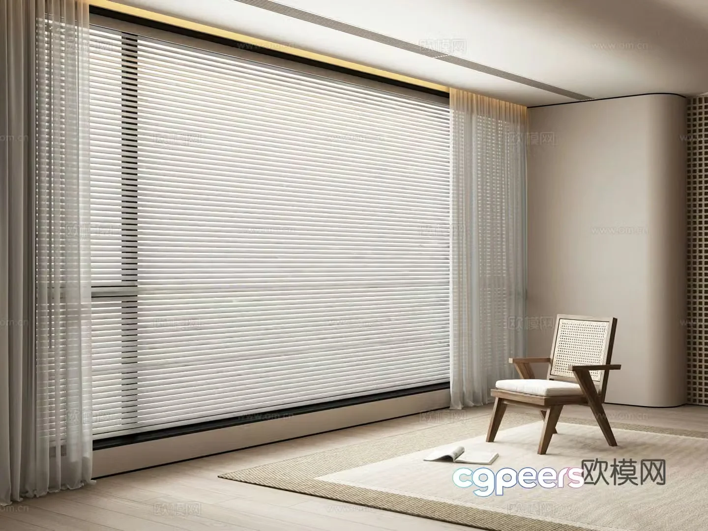 Modern gauze curtain venetian blinds lounge chair 3d model