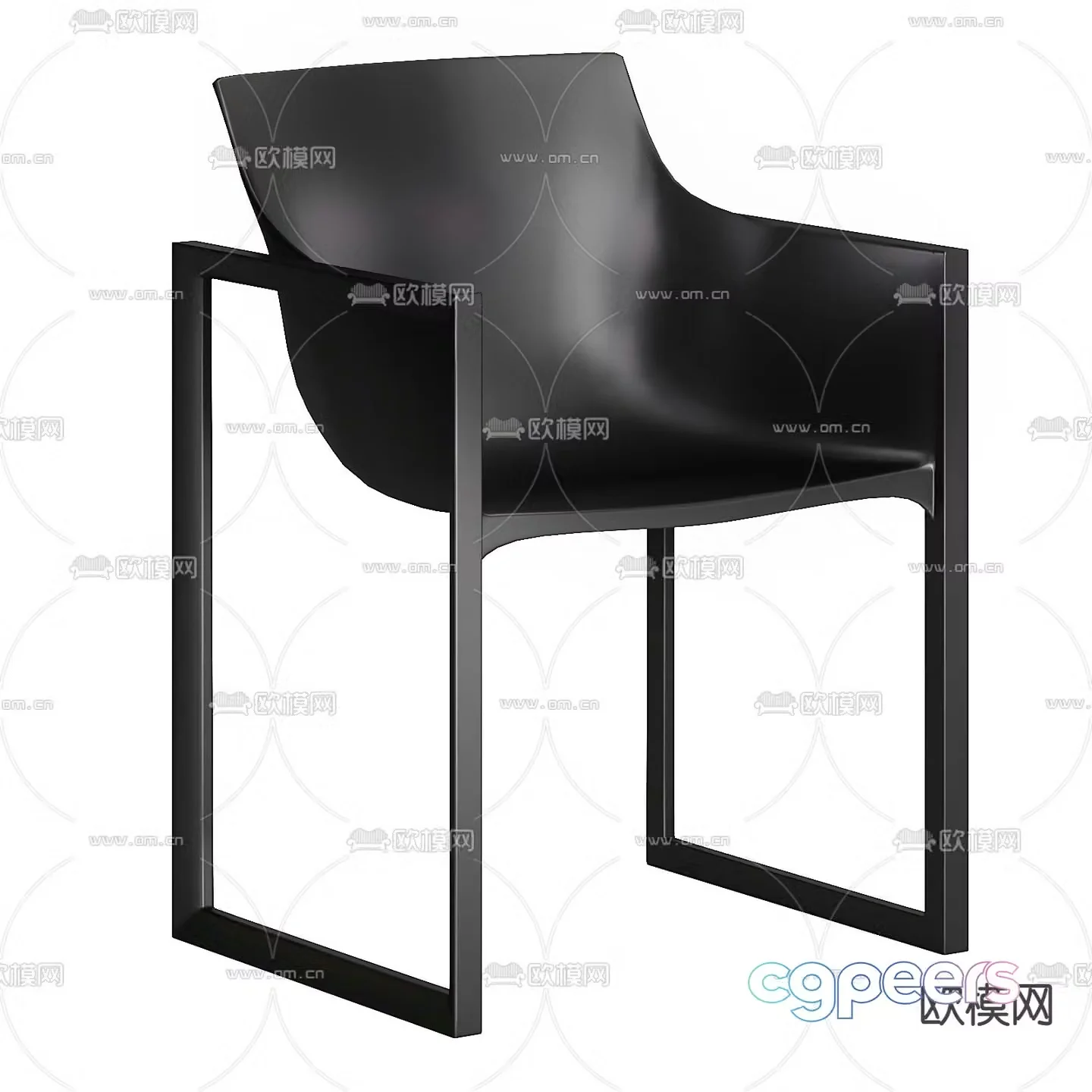 Flexform modern black armchair 3d model