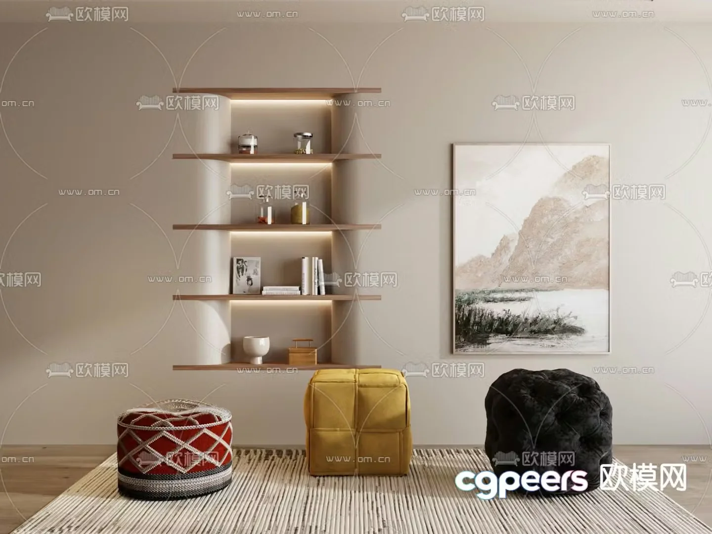 Stool sofa stool low stool 3d model
