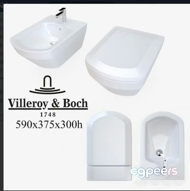 3ds Max Free – The toilet and bidet Villeroy&Boch Sentique