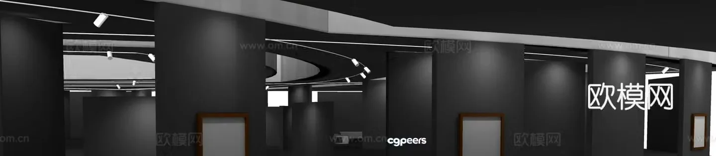 Industrial style gallery art exhibition hall 3D model
