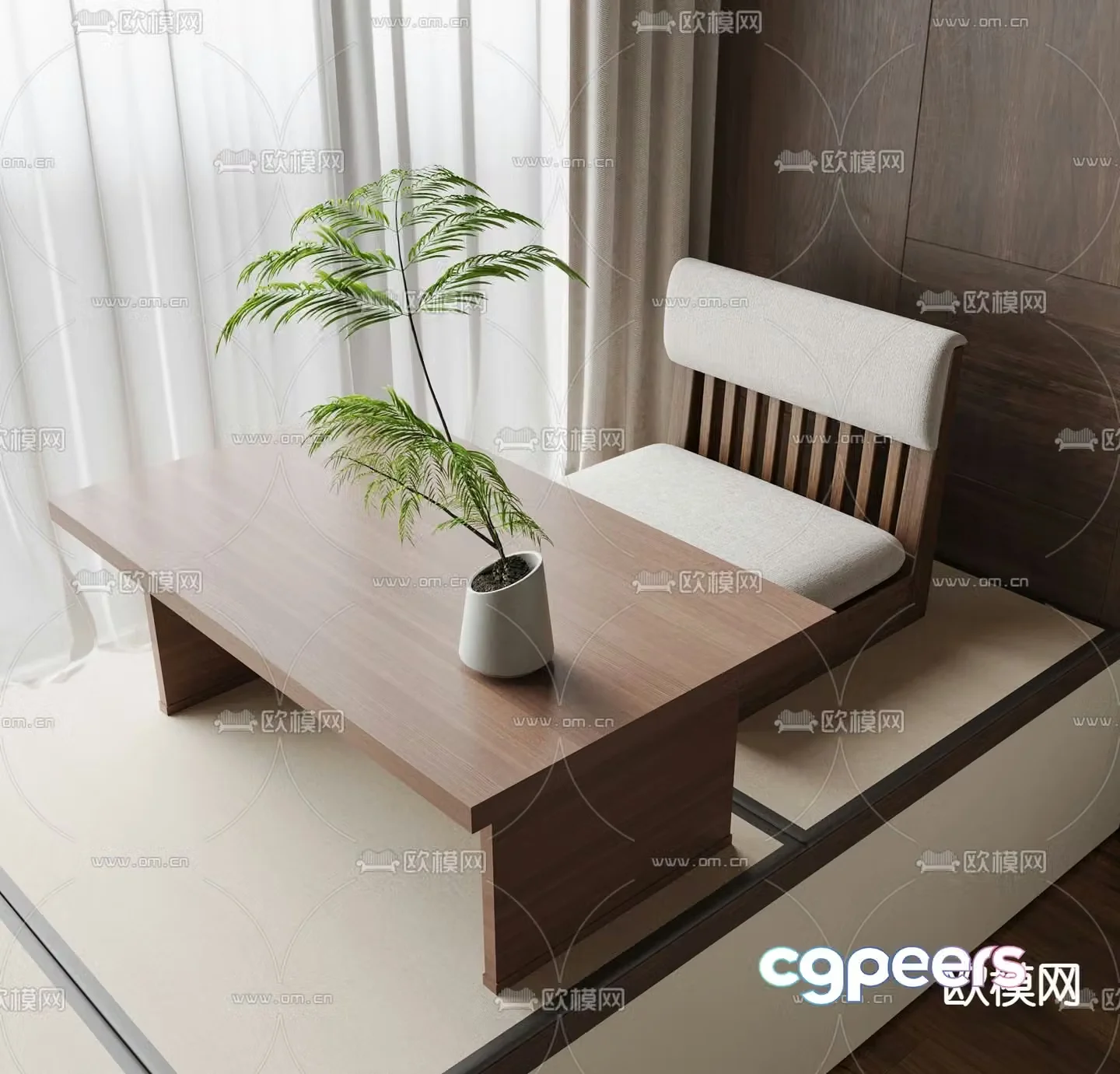 Bay window small tea table 3D model