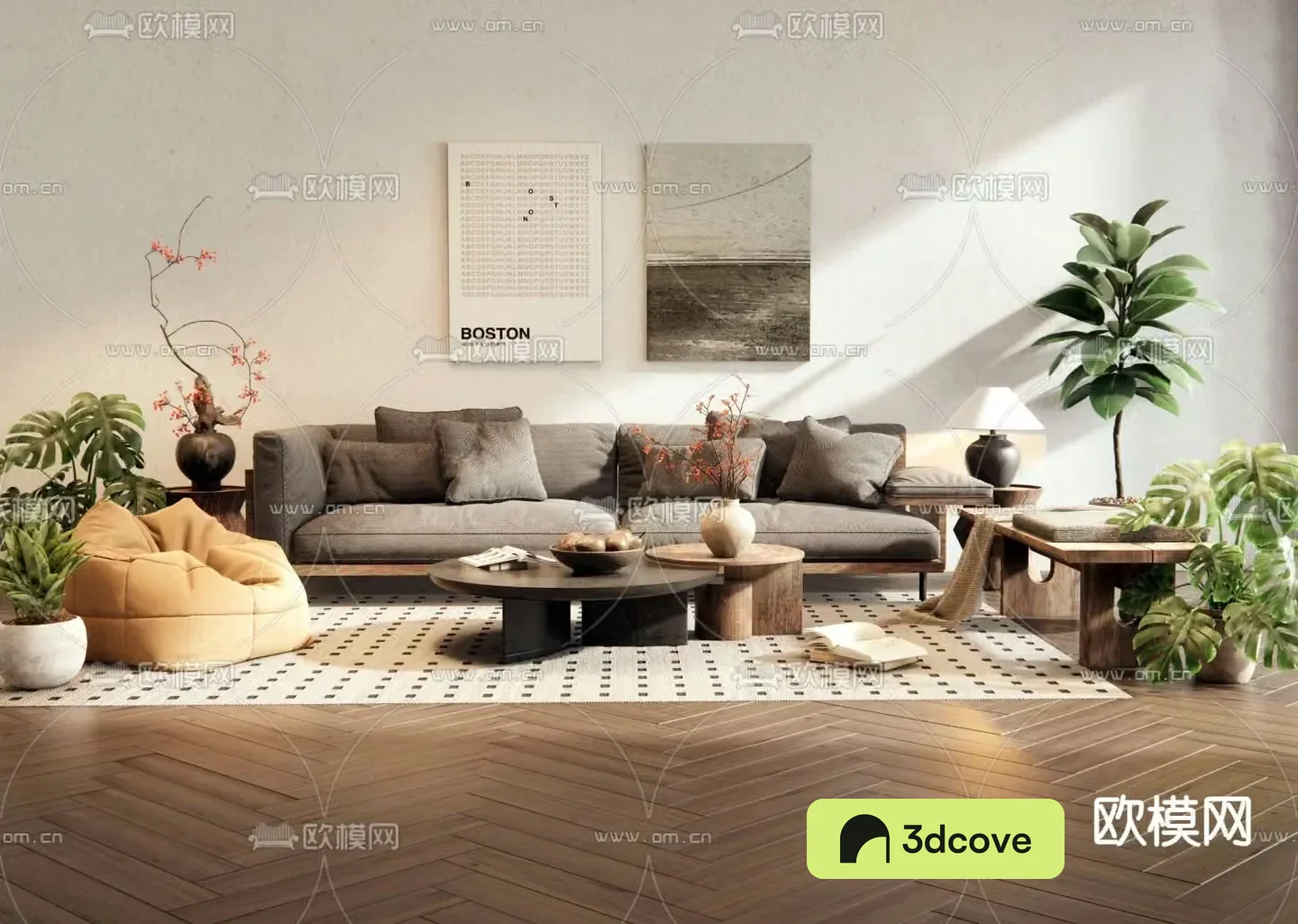 Natural style modular sofa