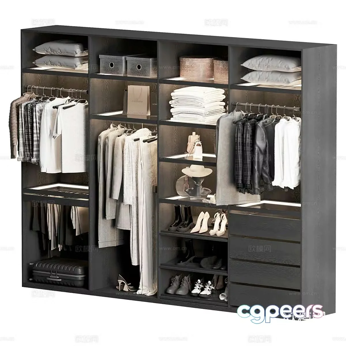 Doorless Wardrobe Finished Wardrobe 3D Model