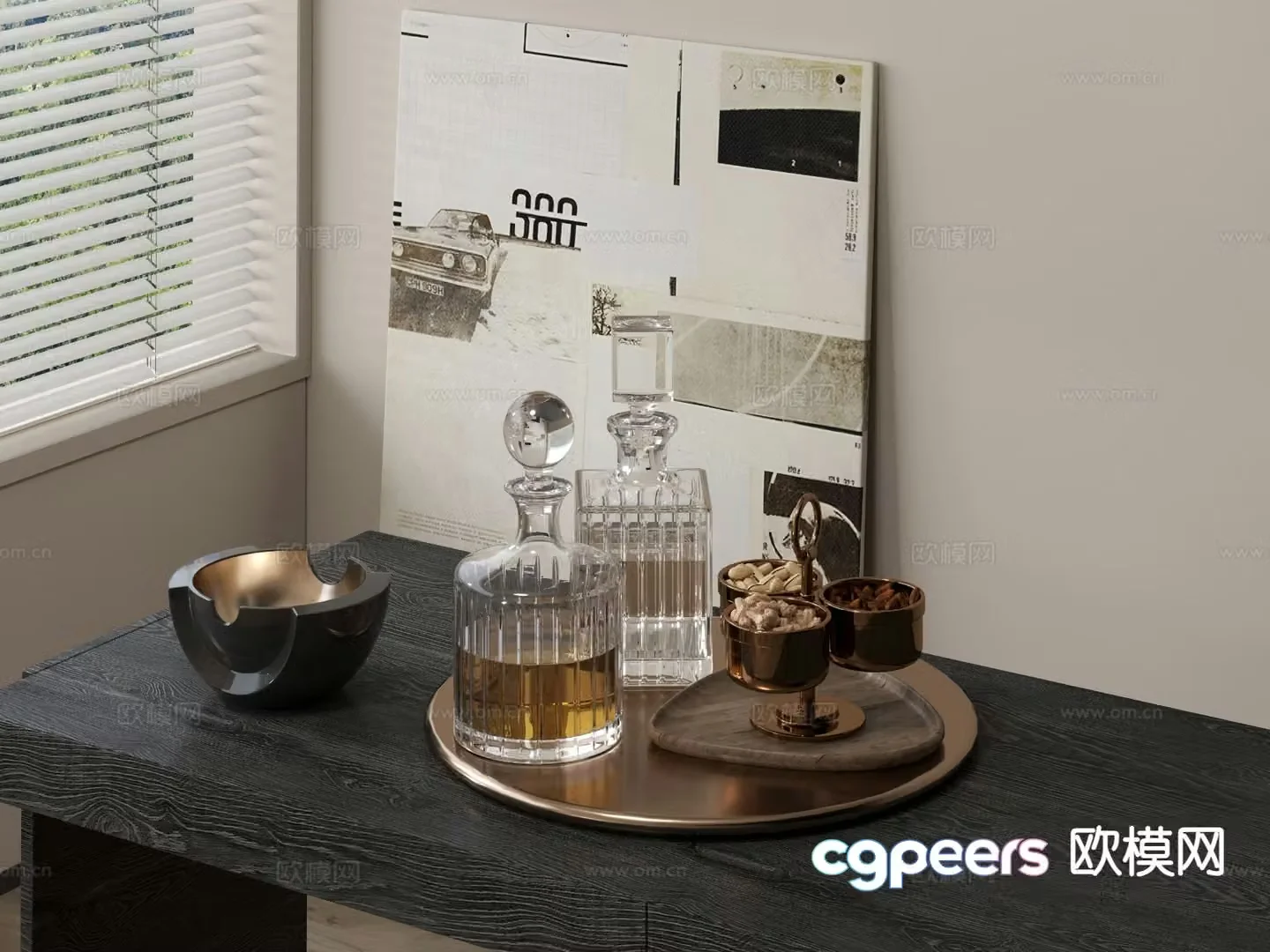Modern tableware tray wine 3d model