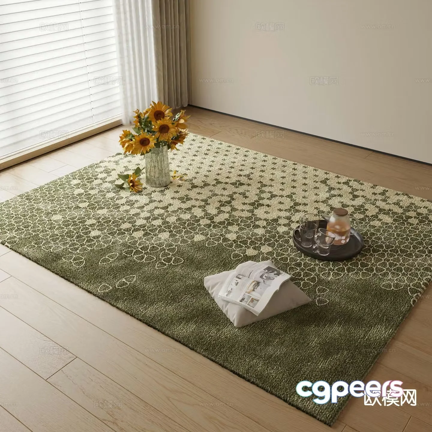 Modern green carpet 3d model