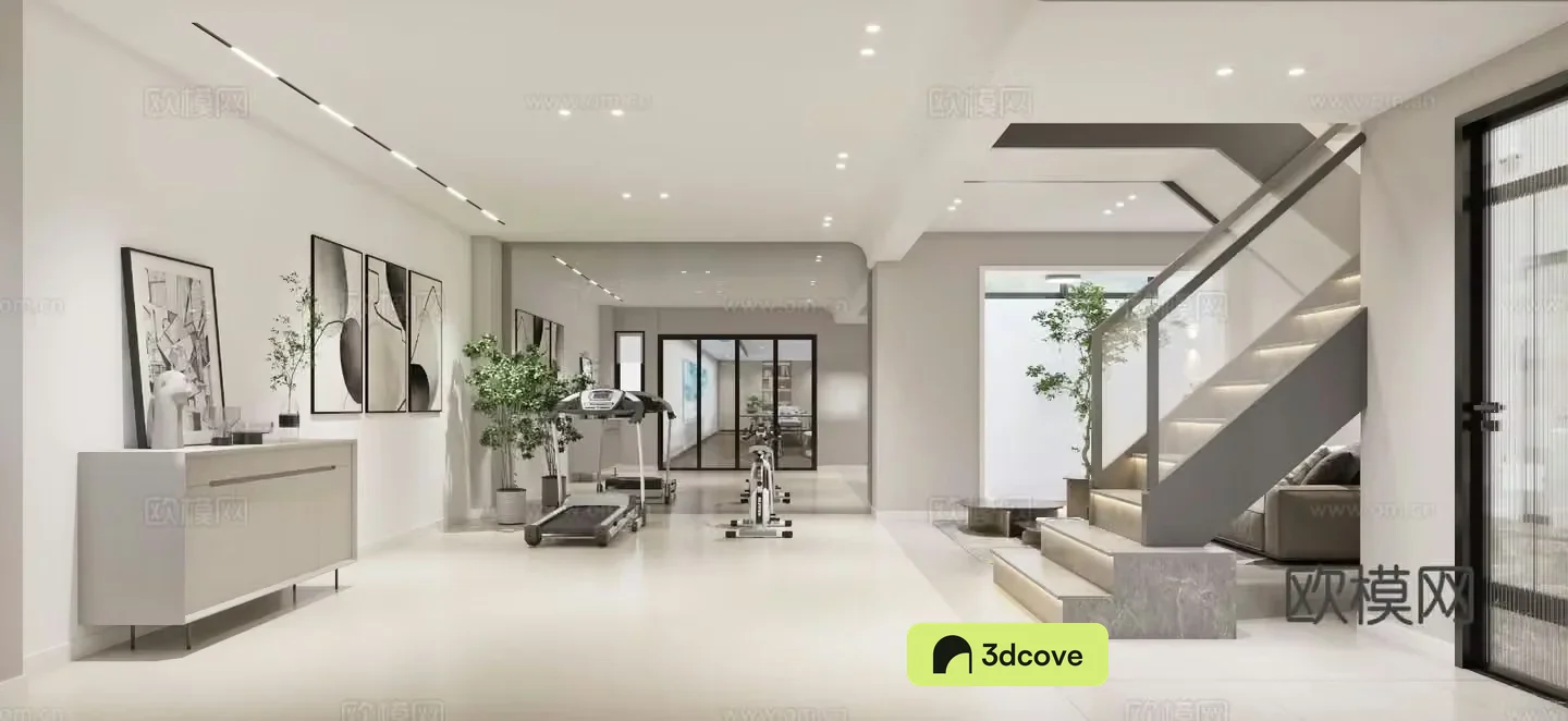 Modern leisure room entertainment room home gym