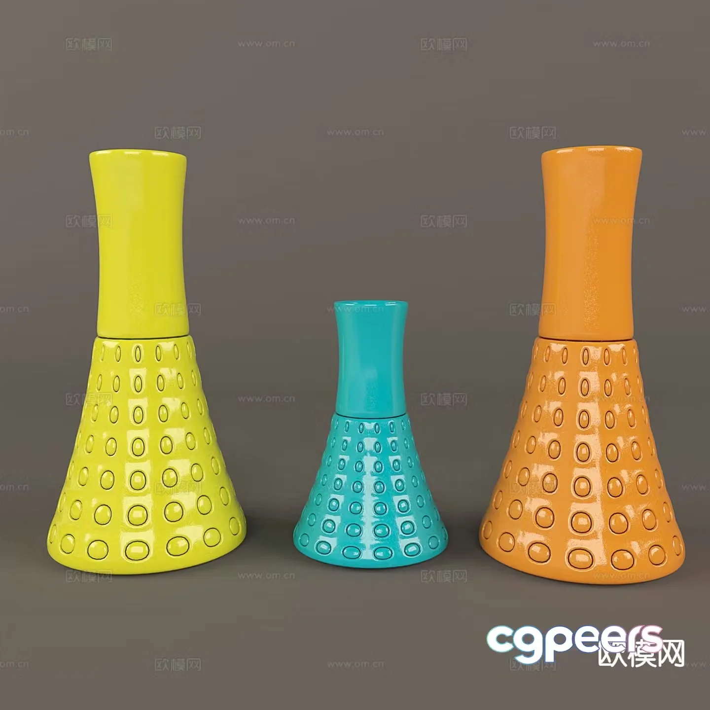 Nordic ornaments ceramics porcelain vase 3d model