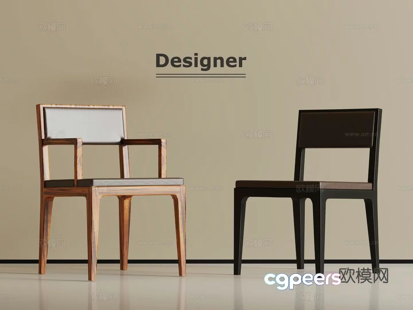 New Chinese style single chair dining chair 3D model