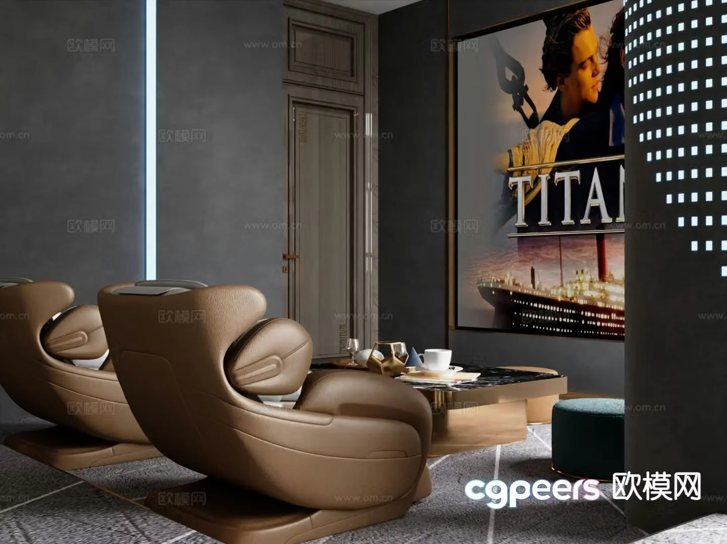 Modern audio-visual room 3d model
