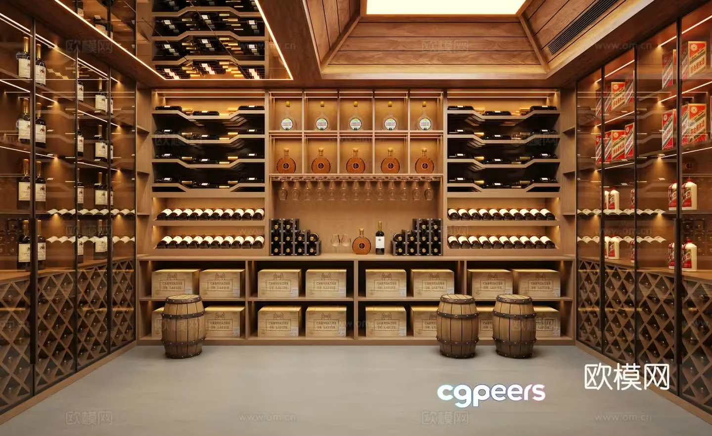 Modern basement wine cellar 3d model