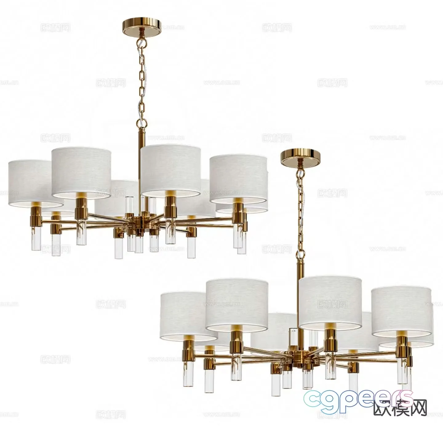 Light luxury chandelier multi-head chandelier 3D model