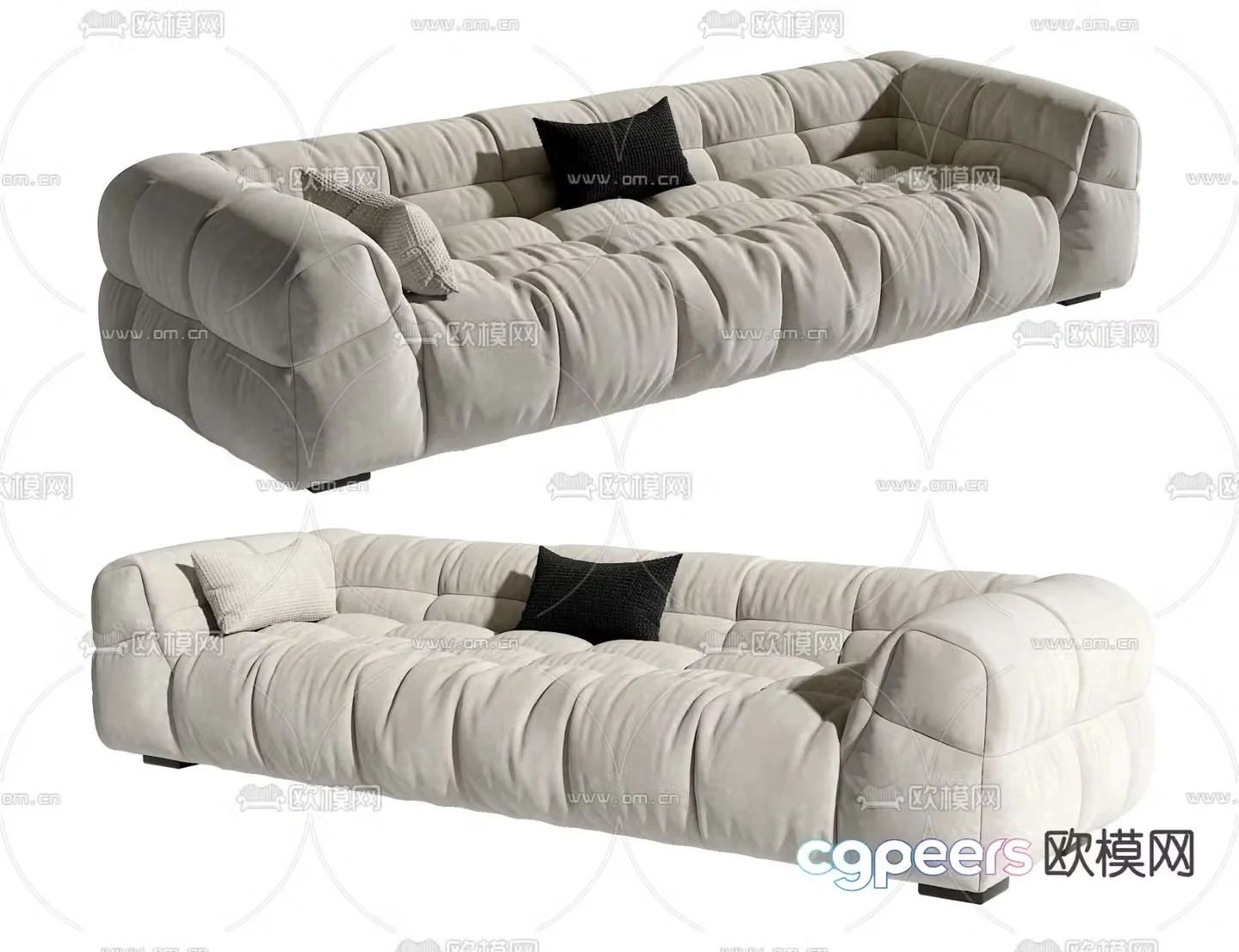 Upholstered Sofa Multi-person Sofa 3D Model