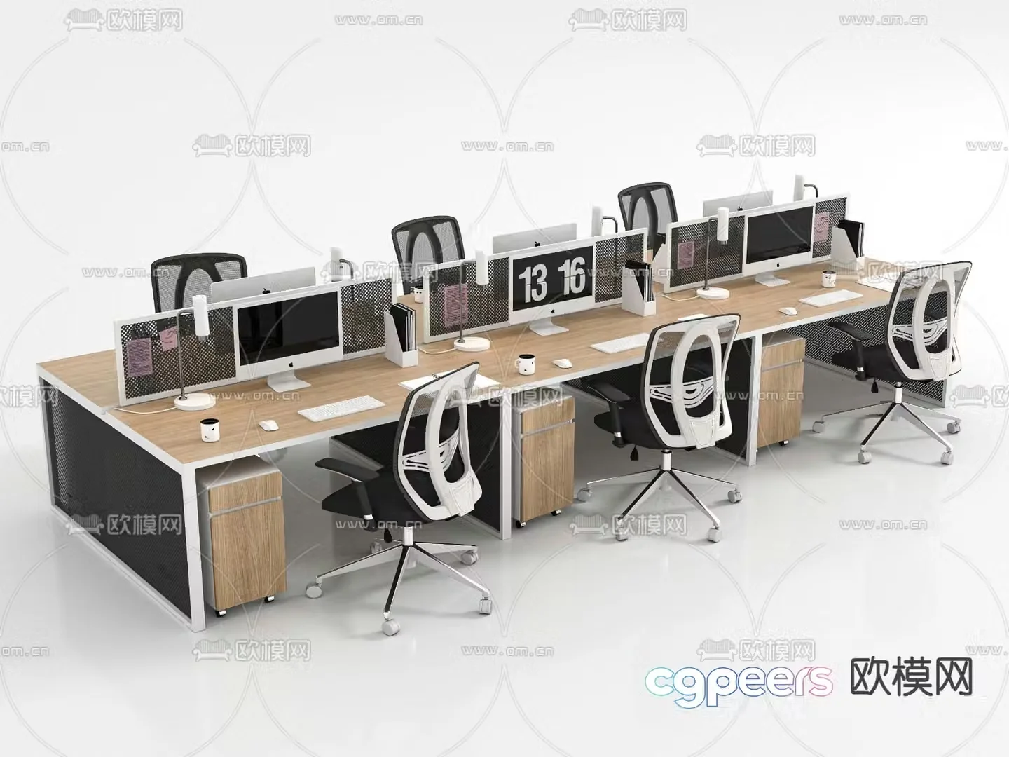 Card space desk workstation 3D model