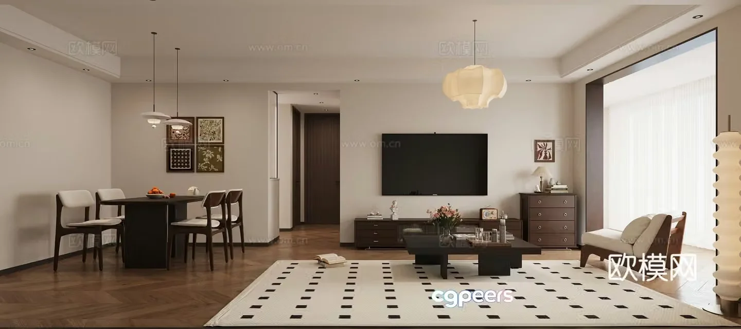 3D model of medieval style living room restaurant