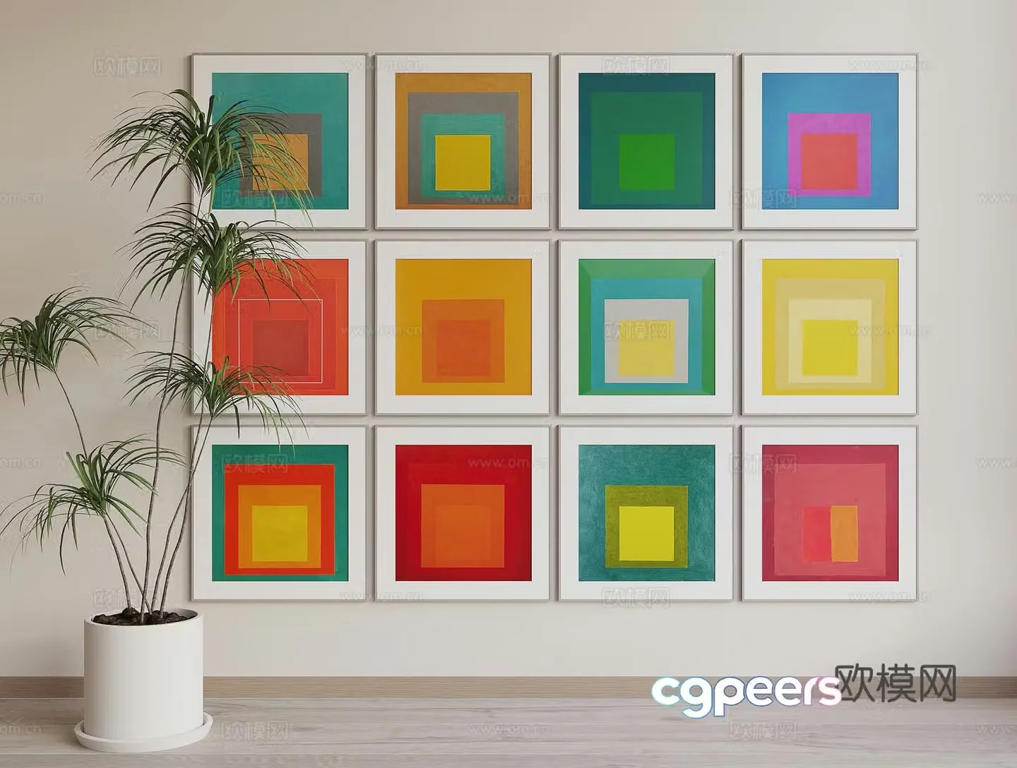 Modern art hanging paintings decorative painting 3d model