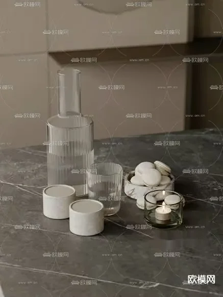 A Still Life Scene With Various Objects On A Table 3D Model – 10855 – VRAY Render