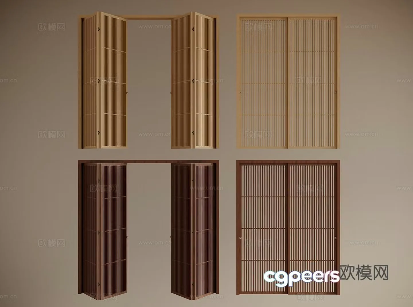 Middle style Middle style Folding door Sliding door 3D model