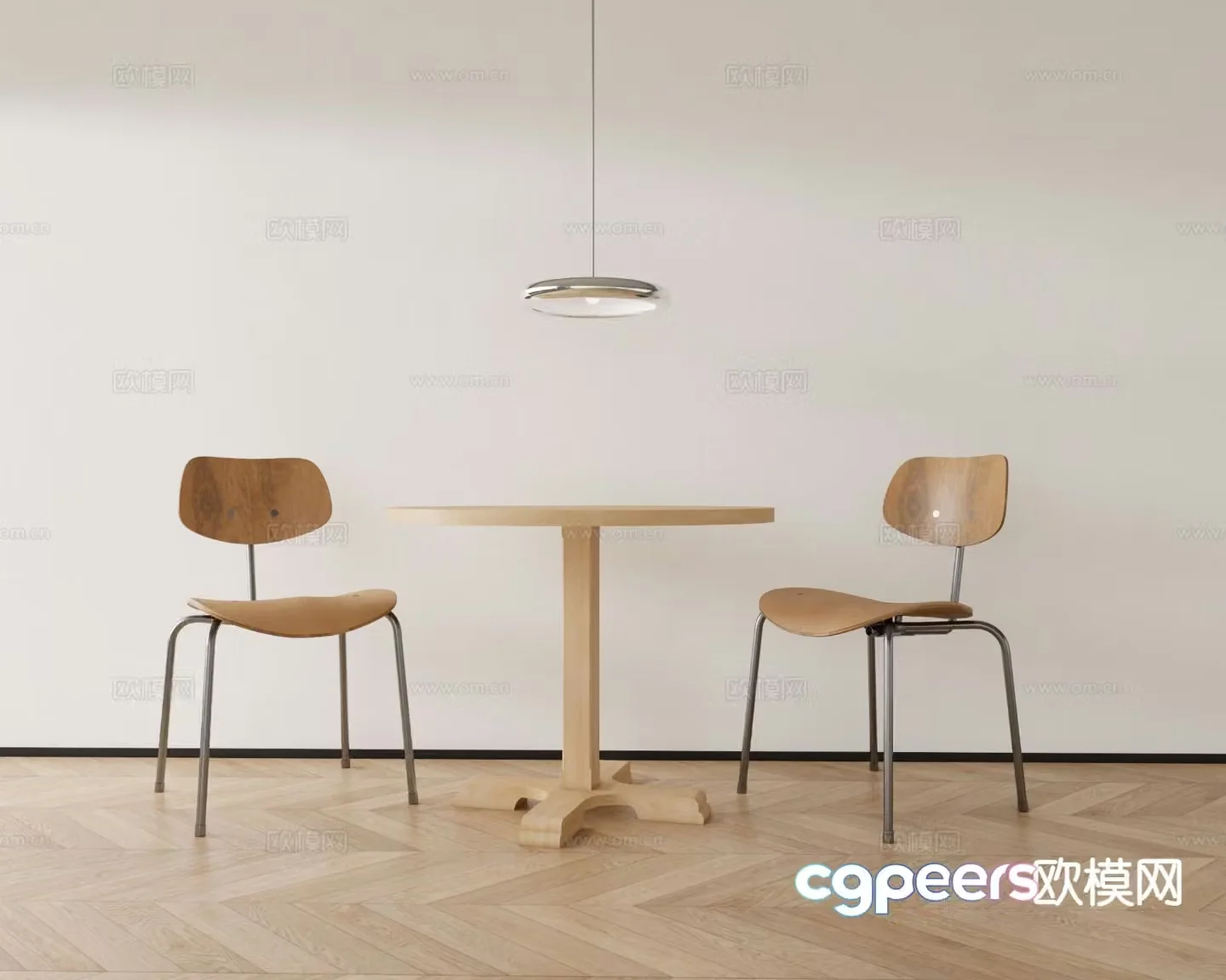 Modern round dining table and chairs 3d model