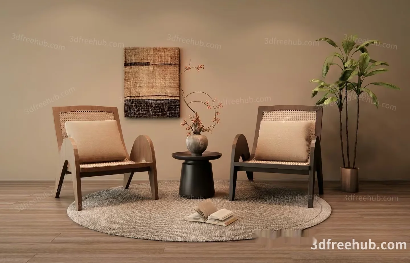 Modern Living Room 3D Model – 19330 – VRAY Render