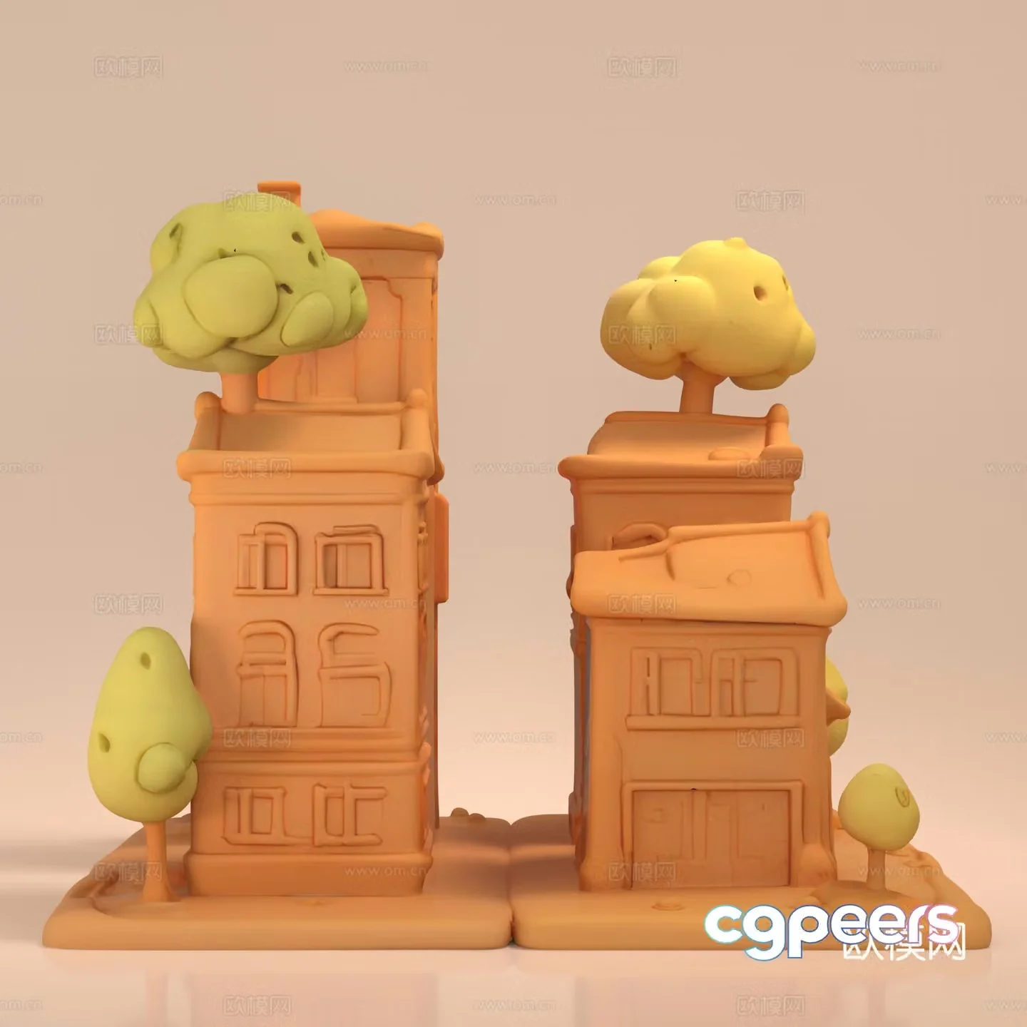 Cartoon Clay Style Game Anime Building Low-side Building Villa Hut 3D Model