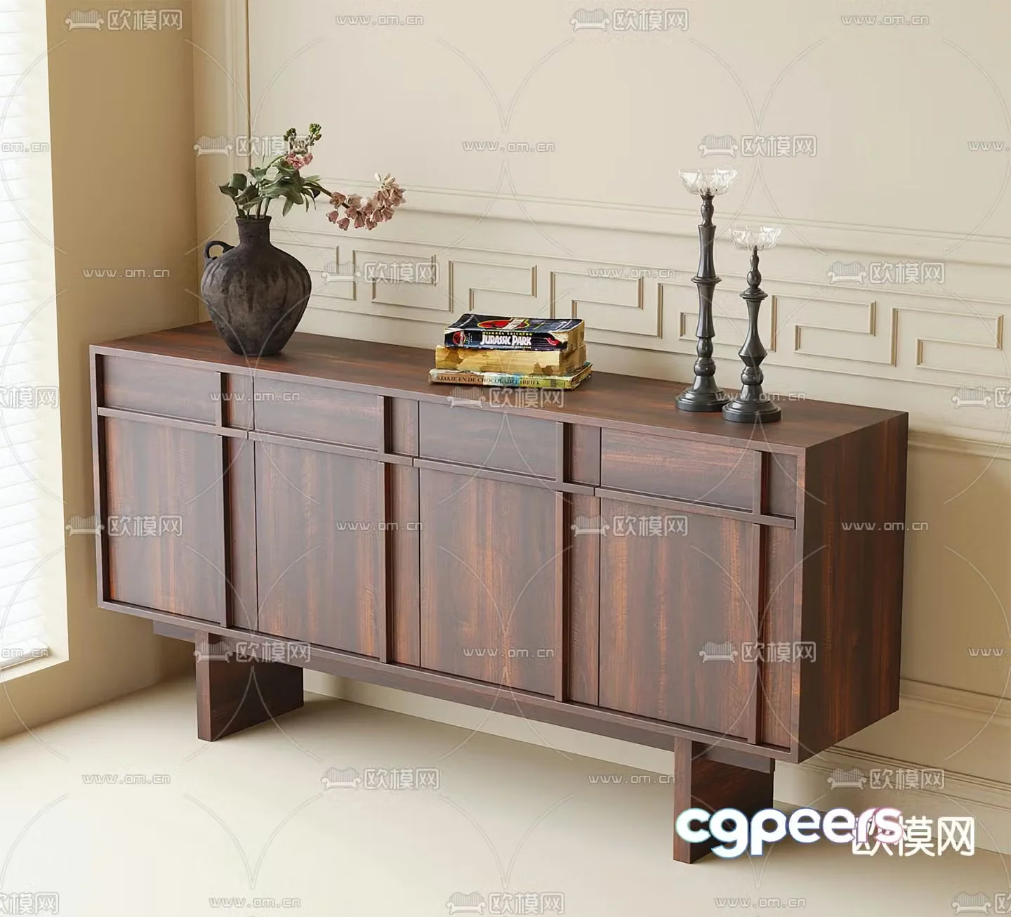 Middle-aged side cabinet 3D model of entrance cabinet