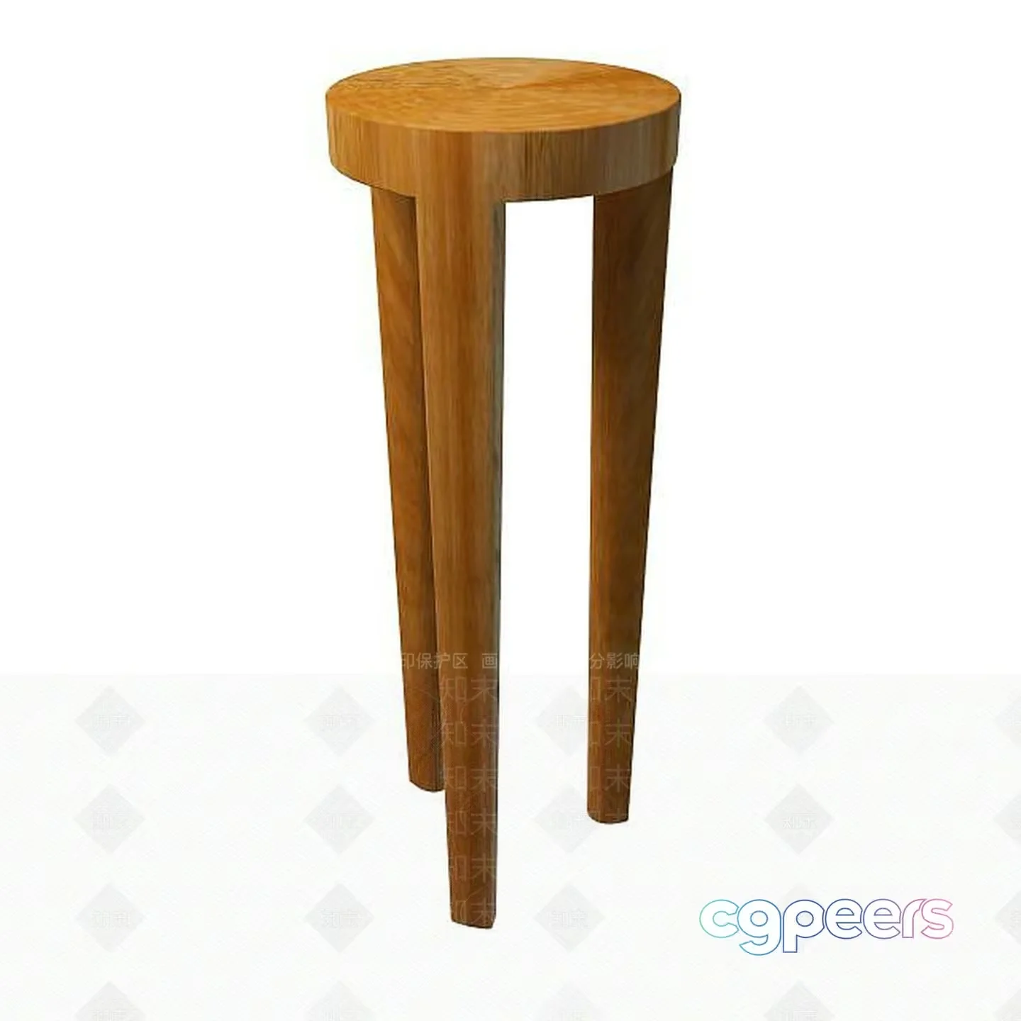 A Small Wooden Stool 3D Model – 1975 – VRAY Render