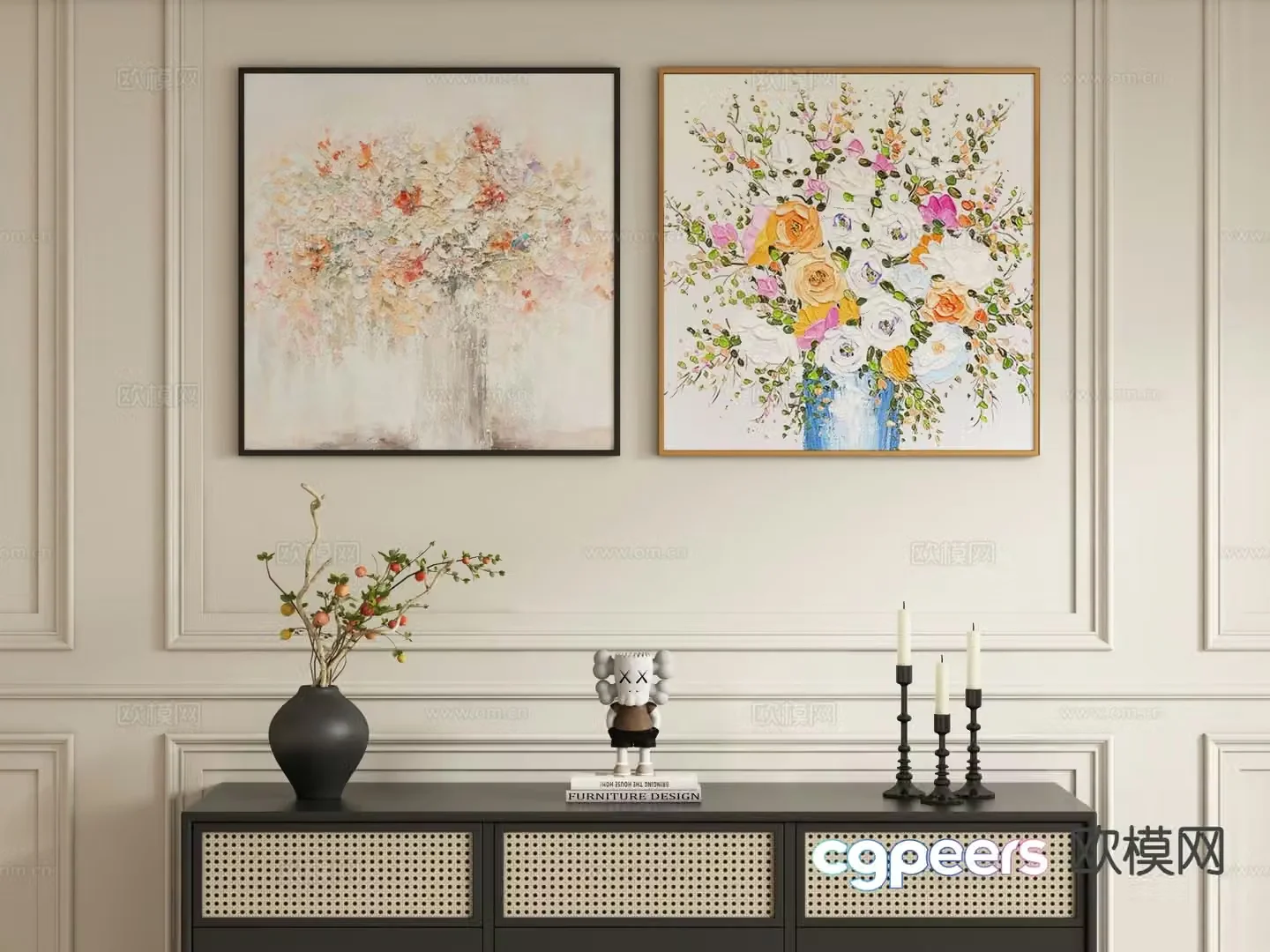 Modern art painting texture painting decorative painting 3d model