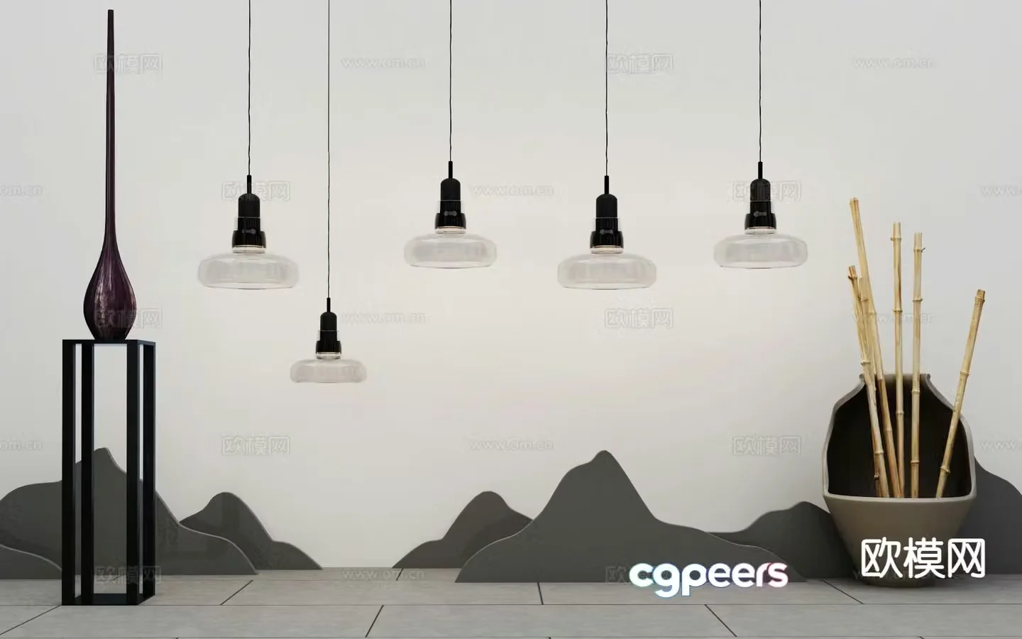 New Chinese style chandelier 3d model