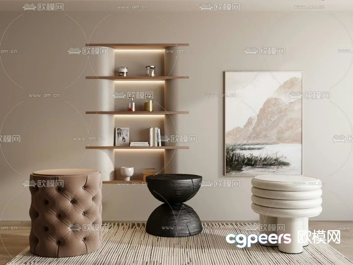 Stool sofa stool low stool 3d model