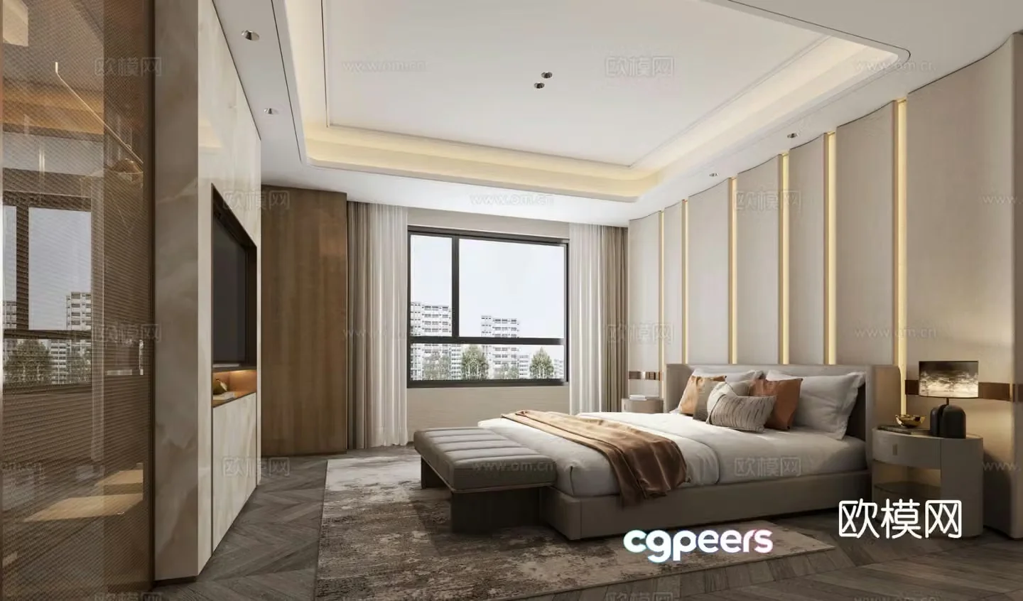 Light luxury bedroom master bedroom 3d model
