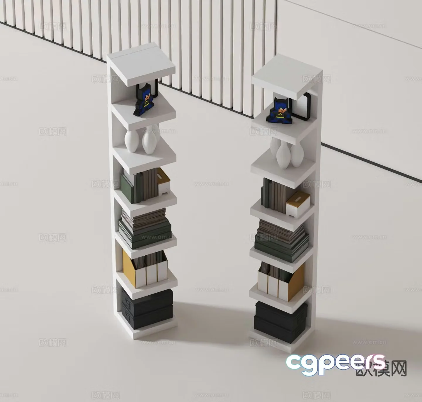 Modern bookshelf 3d model