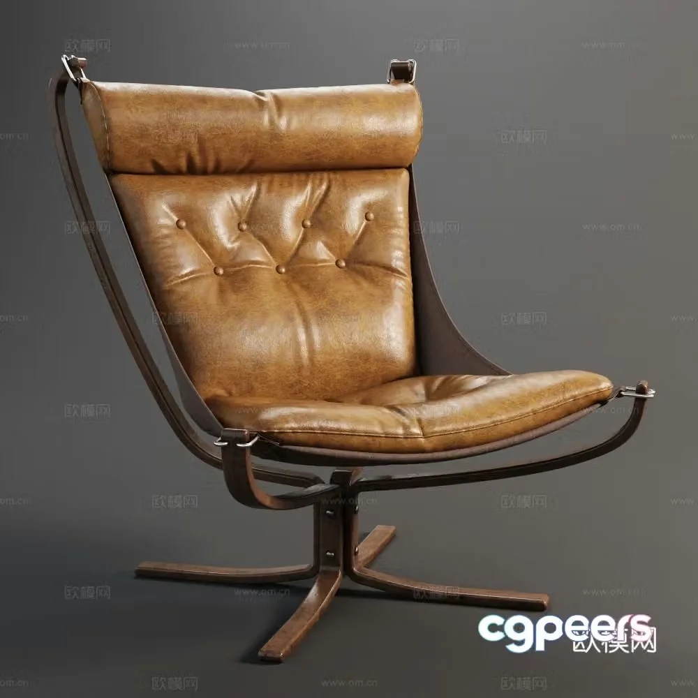 Medium style leisure chair office chair staff chair single chair 3d model