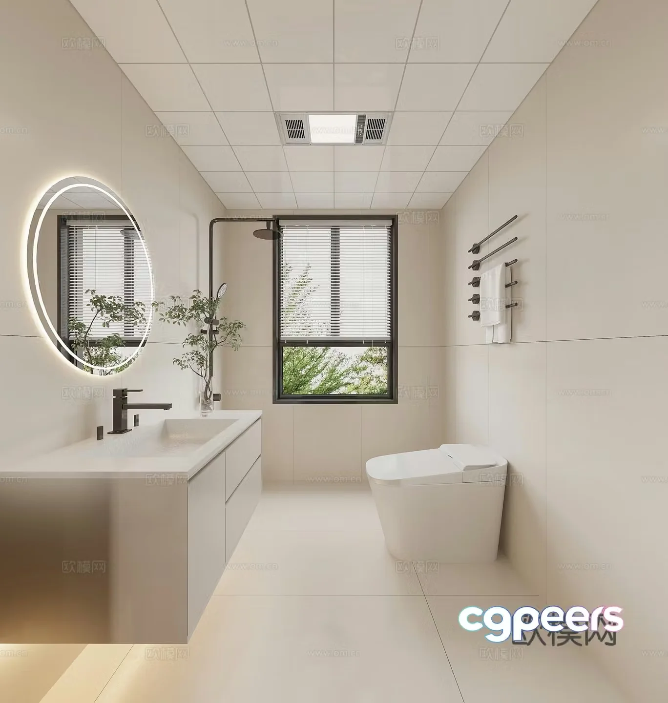 Cream style bathroom bathroom 3d model
