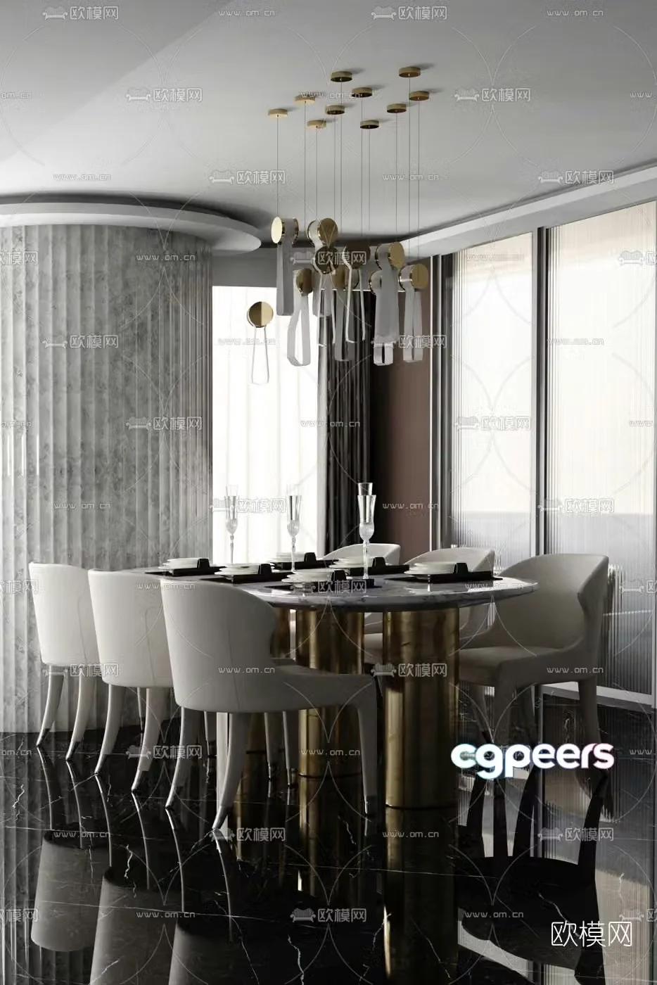 kana design modern dining table and chairs 3d model