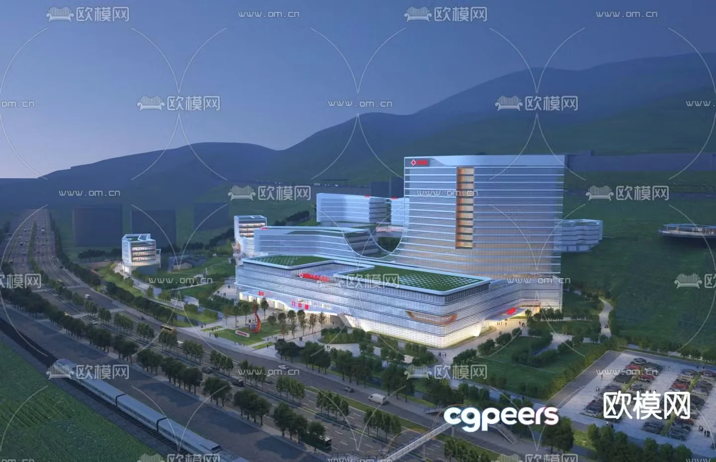 Modern hospital comprehensive hospital 3d model