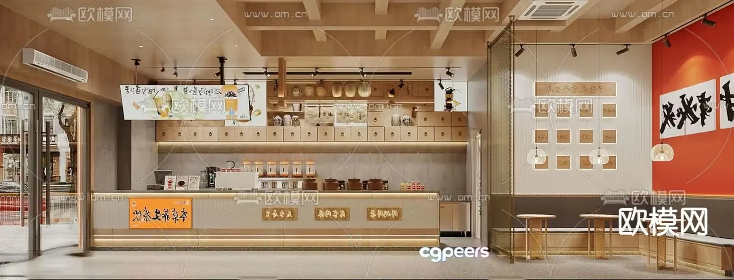 New Chinese milk tea shop dessert shop 3d model