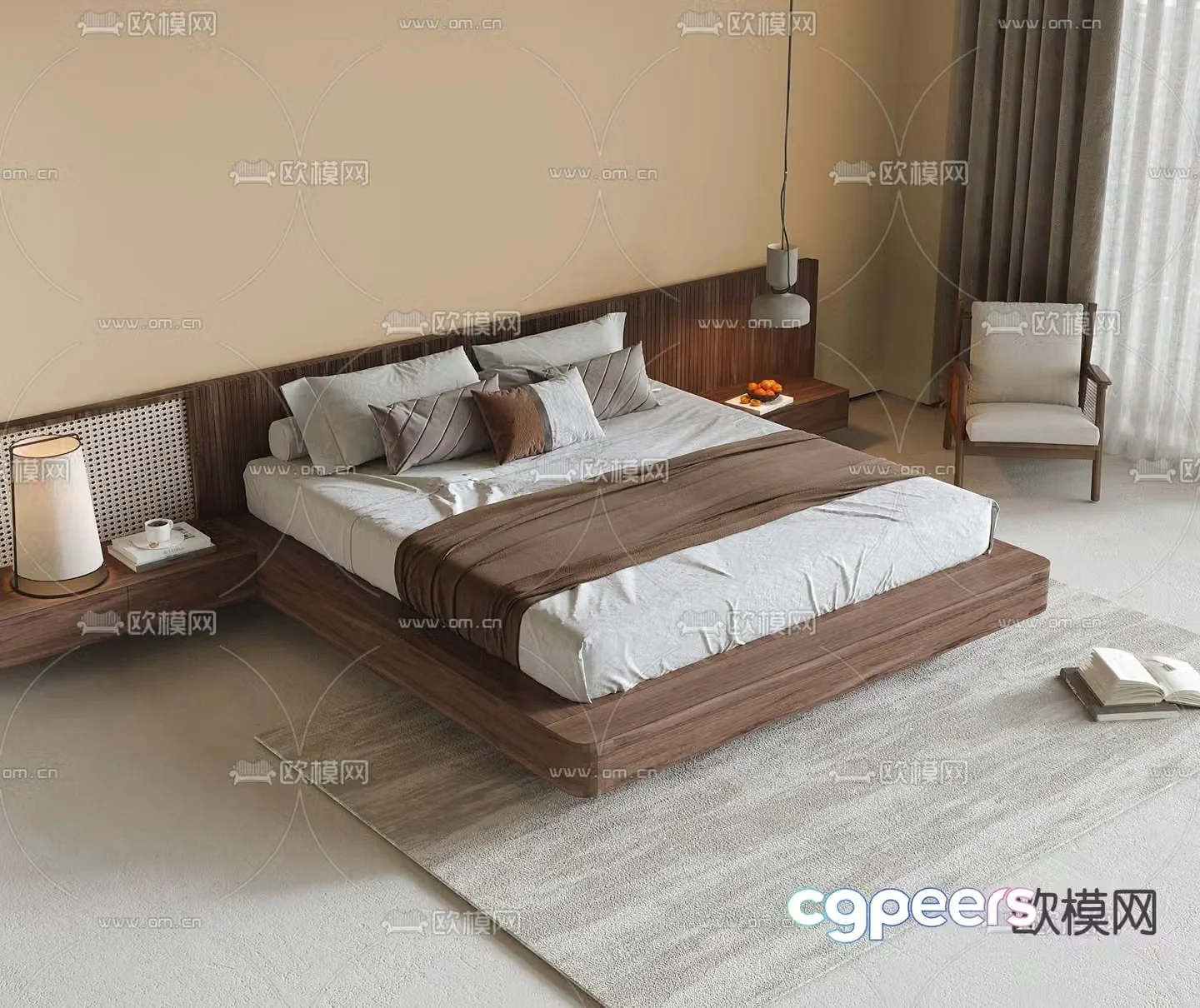 Medieval style double bed 3d model