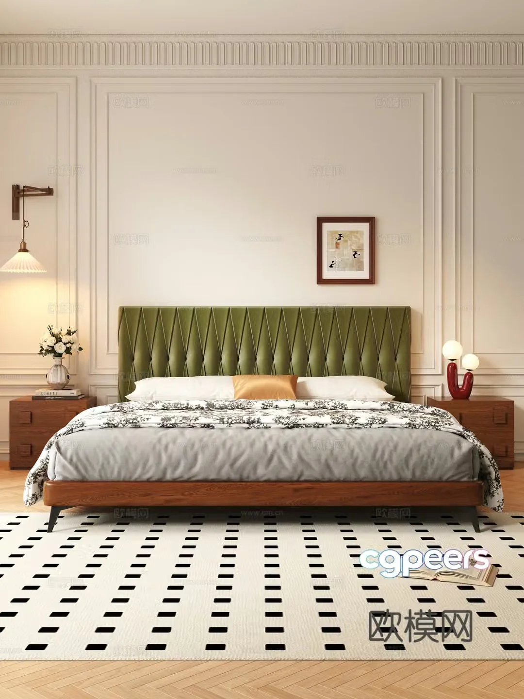 Middle-aged double bed 3D model
