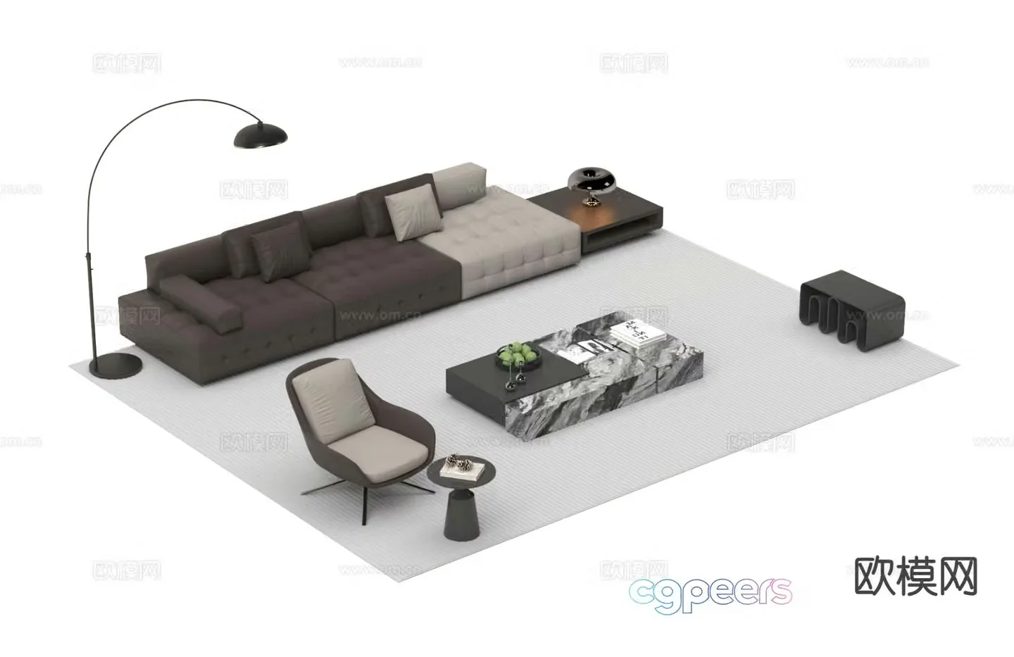 Modern sectional sofa 3d model
