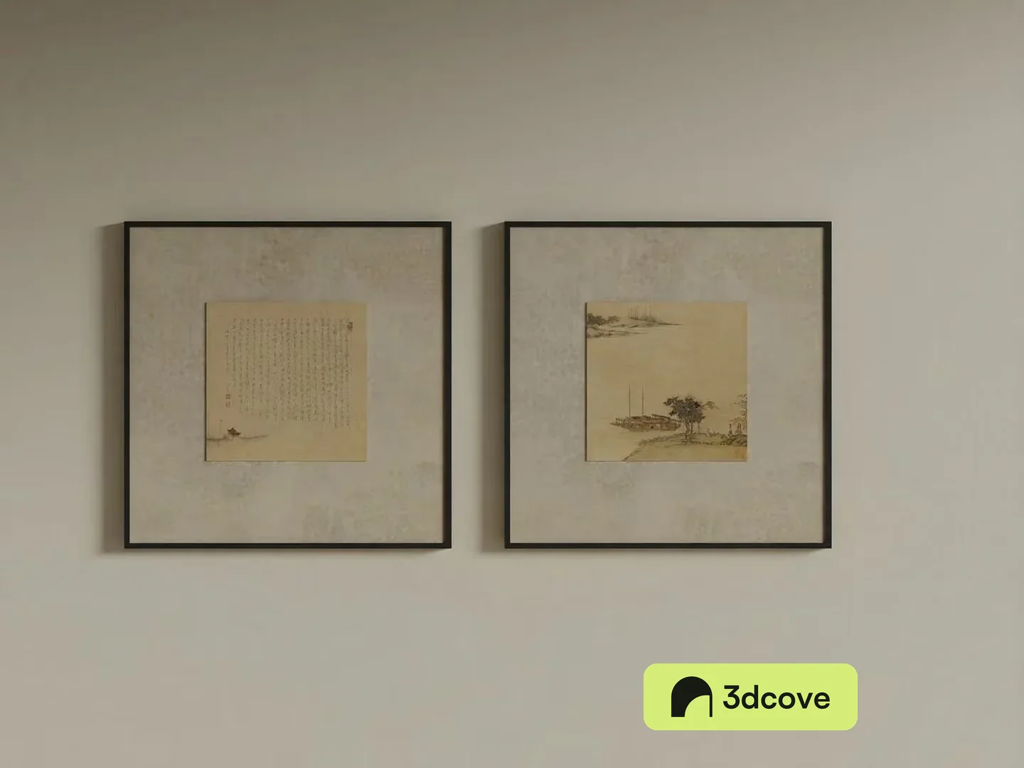 Two Framed Artworks On A Wall