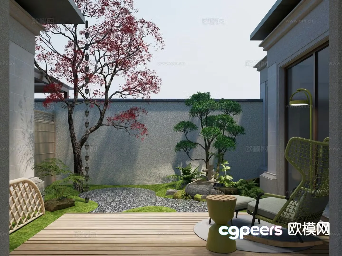 New Chinese style courtyard garden courtyard landscape 3d model