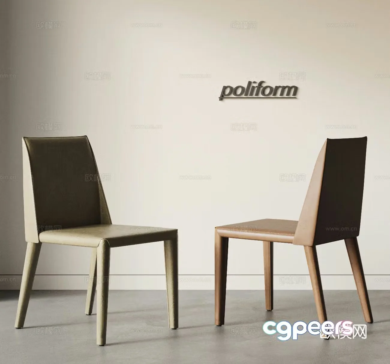POLIFORM modern leather dining chair single chair casual chair saddle chair desk chair 3d model
