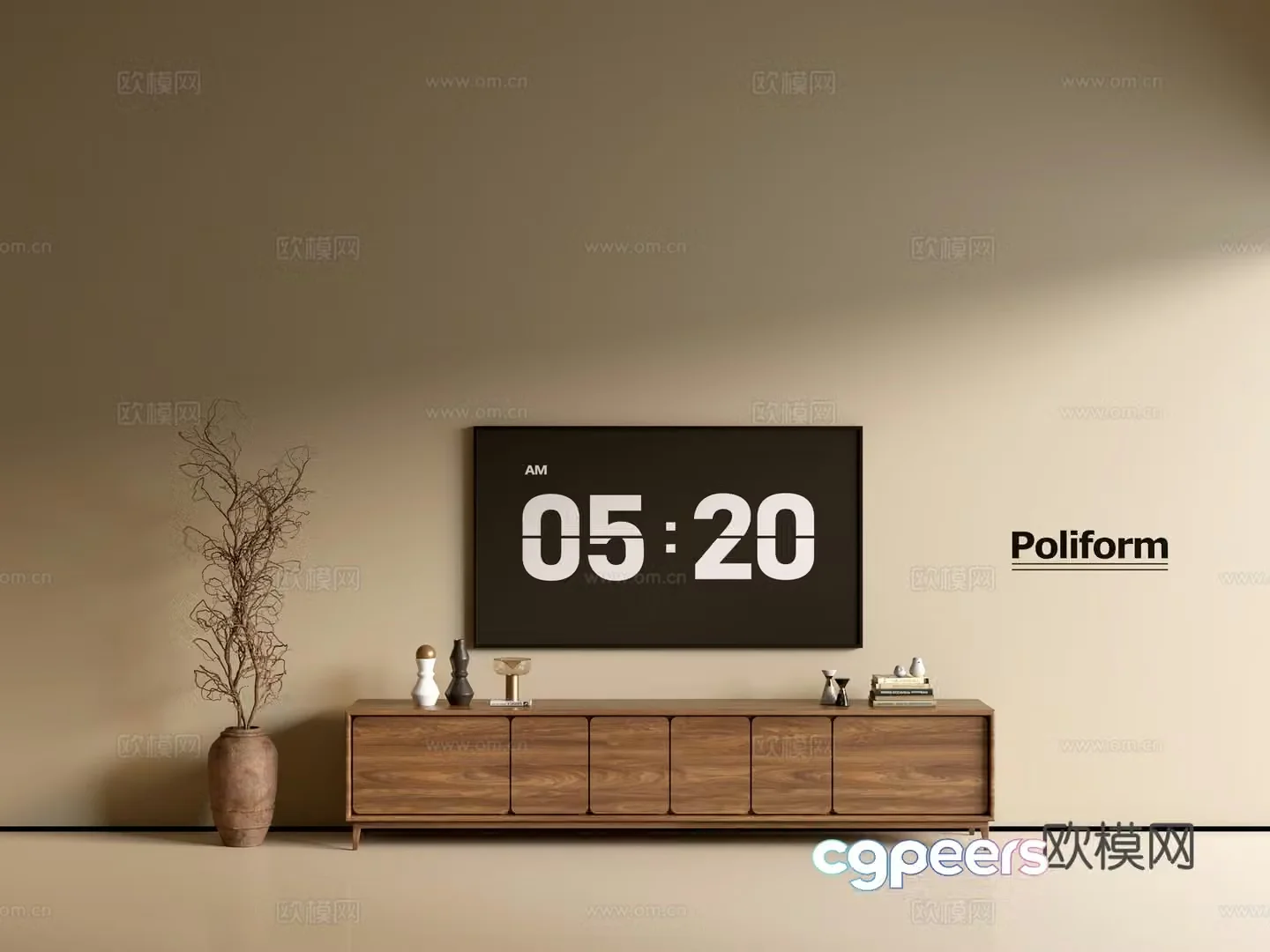 Modern wood grain TV cabinet simple side cabinet chest of drawers low cabinet whole cabinet side cabinet balcony 3D model